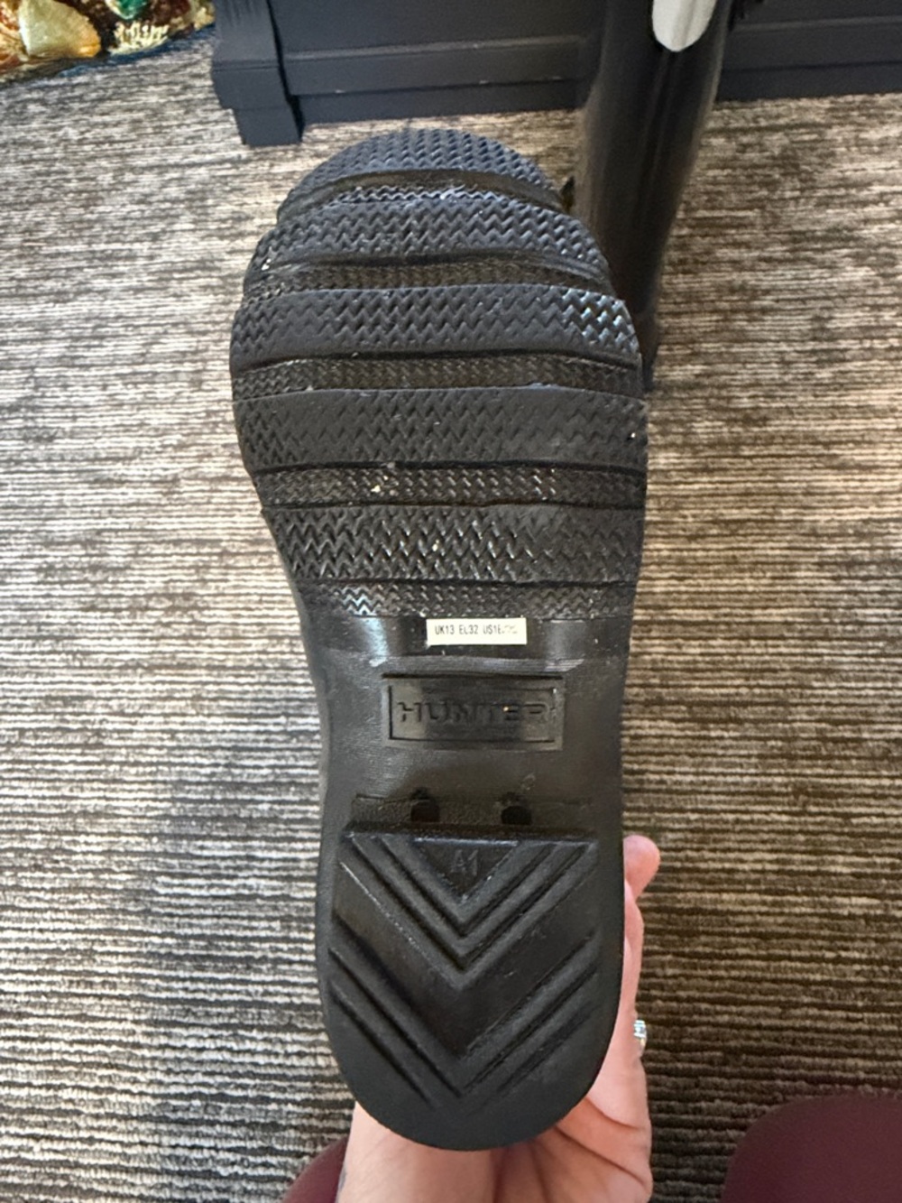 Hunter Original Kids Tall Black Gloss Boots Size 1 Boy 2 Girl - Picture 7 of 8